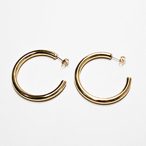 Ralluna Gold Hoop Earrings 40mm - Tarnish-Resistant Stainless Steel Jewelry