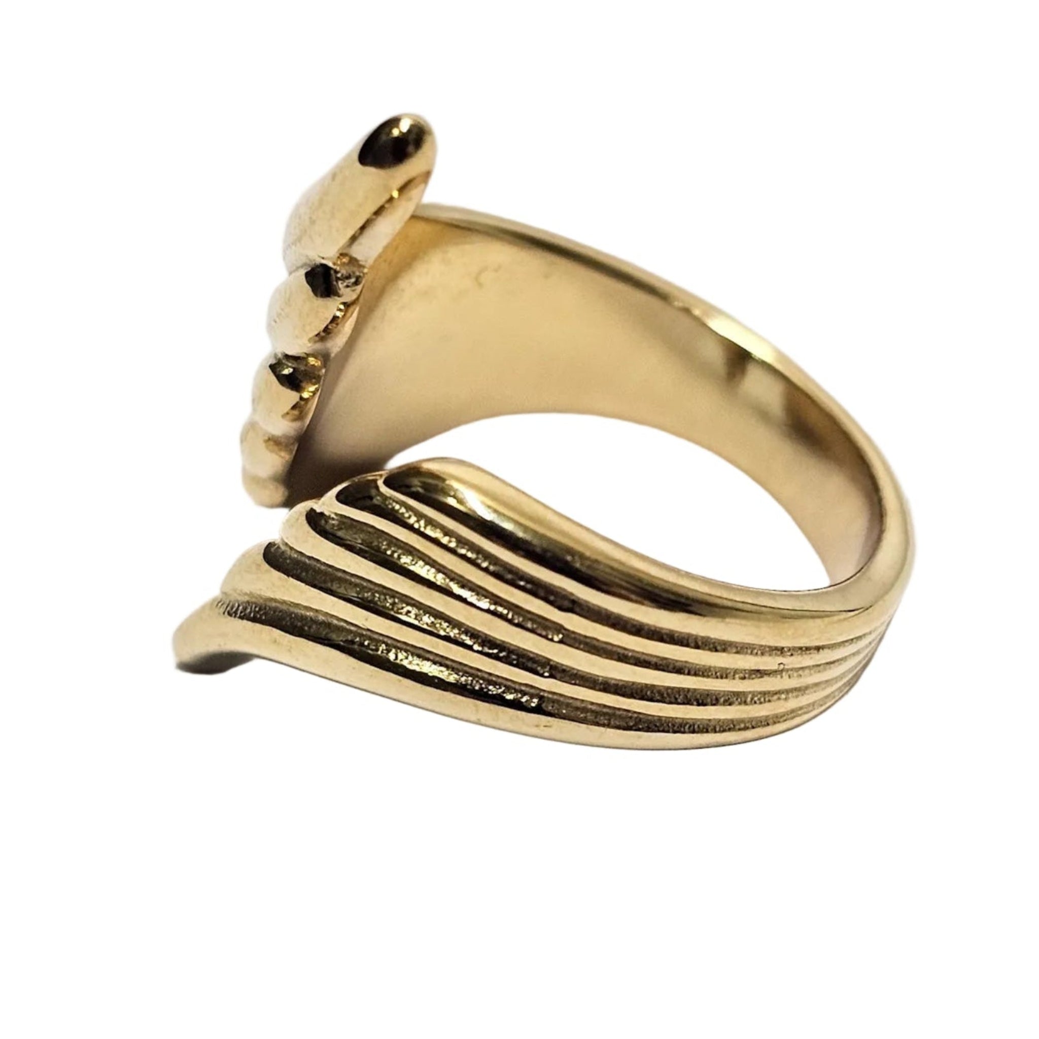 Ralluna Gold Wing Ring - Back View 18K Gold Plated Band Design
