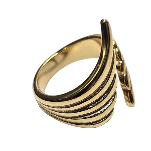 Ralluna Gold Wing Ring - Side View 18K Gold Plated Jewelry