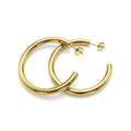 RALLUNA Sculptural 40mm Hoop Earrings in gold-tone 316 stainless steel on a clean white background