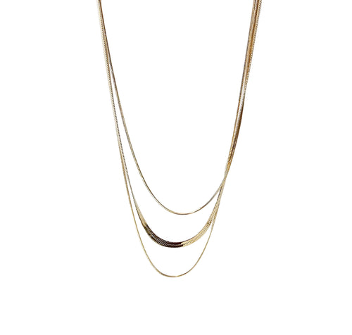 Ralluna triple layer gold herringbone necklace in 18K gold plated stainless steel