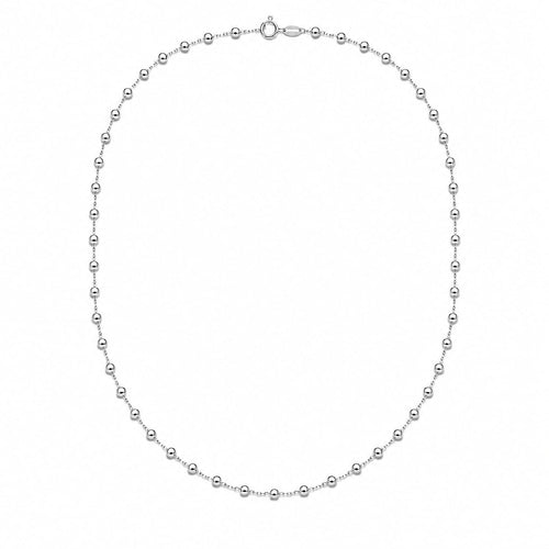 925 sterling silver bead station necklace on white background