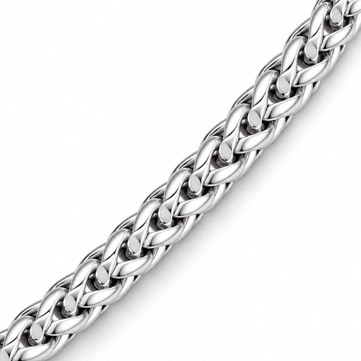 Close-up of 925 sterling silver Franco chain links