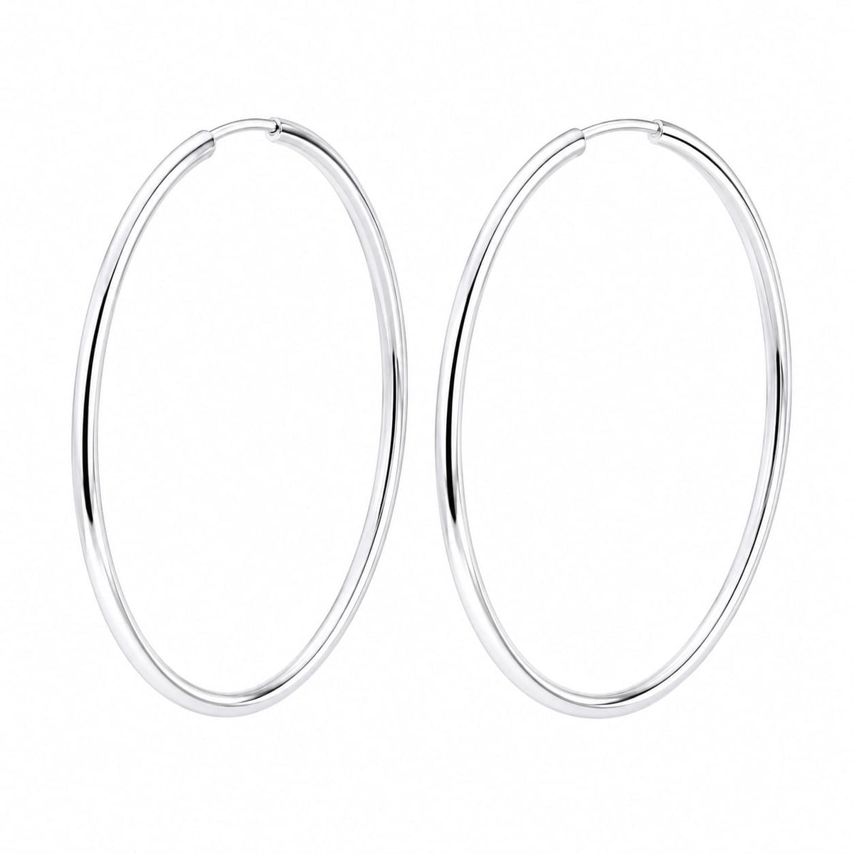 925 sterling silver endless hoop earrings close-up