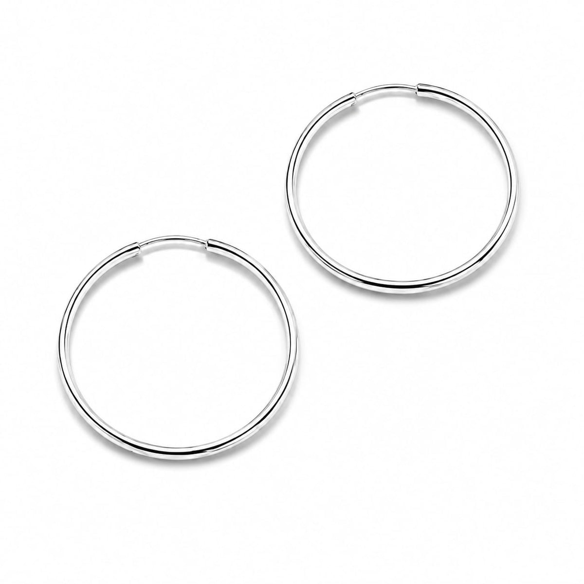 925 sterling silver endless hoop earrings top view