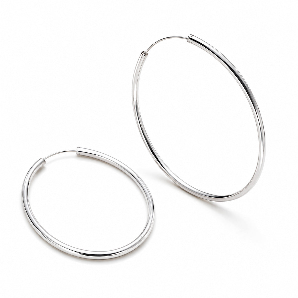 925 sterling silver oval endless hoop earrings angled view
