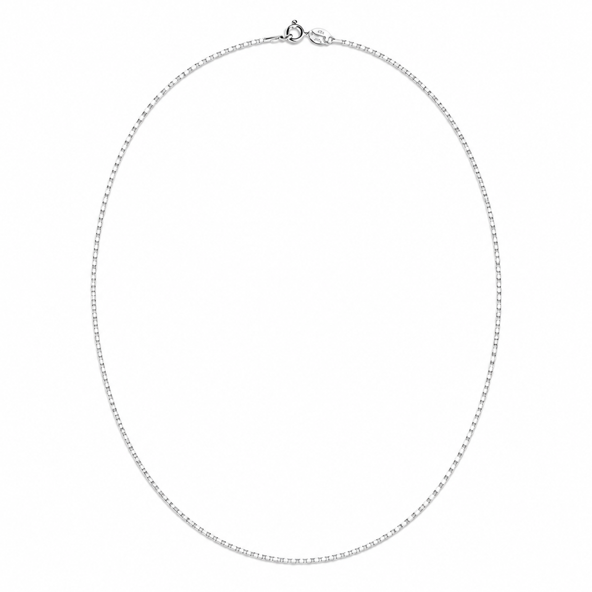 925 sterling silver square box chain necklace full view