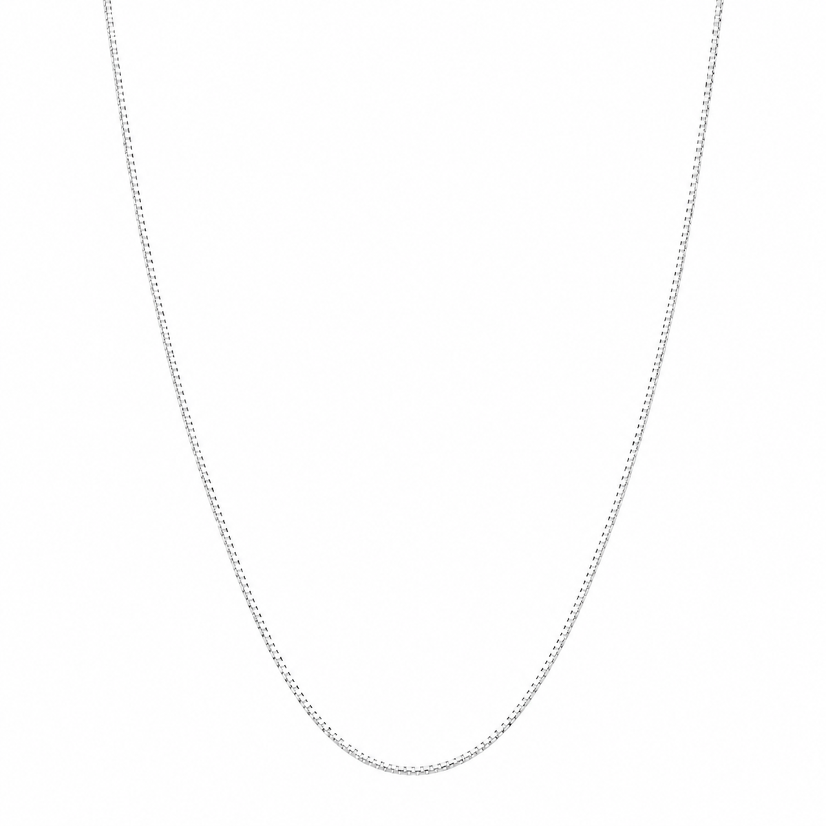 925 sterling silver square box chain necklace on white background