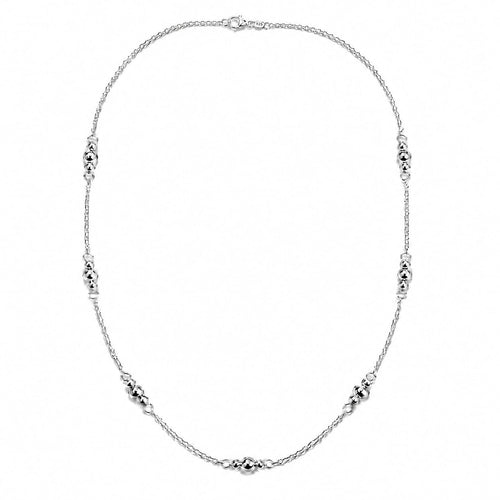 925 sterling silver trio bead station necklace on white background